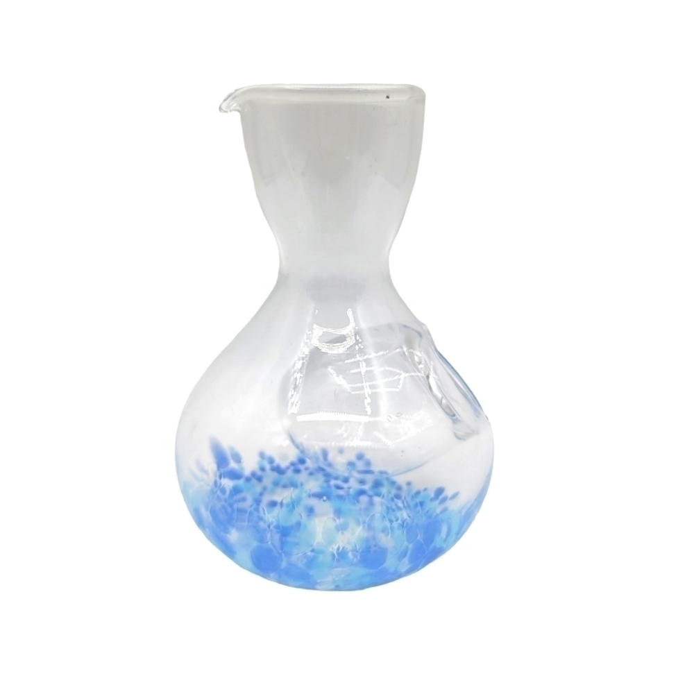 BLUE and white hand blown wine chiller carafe